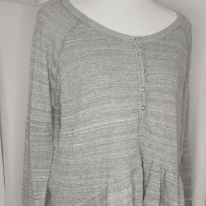 We The Free Gray Peplum Blouse with Long Sleeves